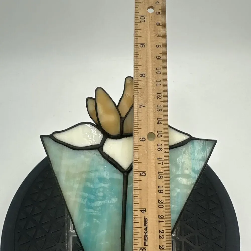 Vintage Night Light Handmade Stained Glass Flower Wall Plug In Extra Large